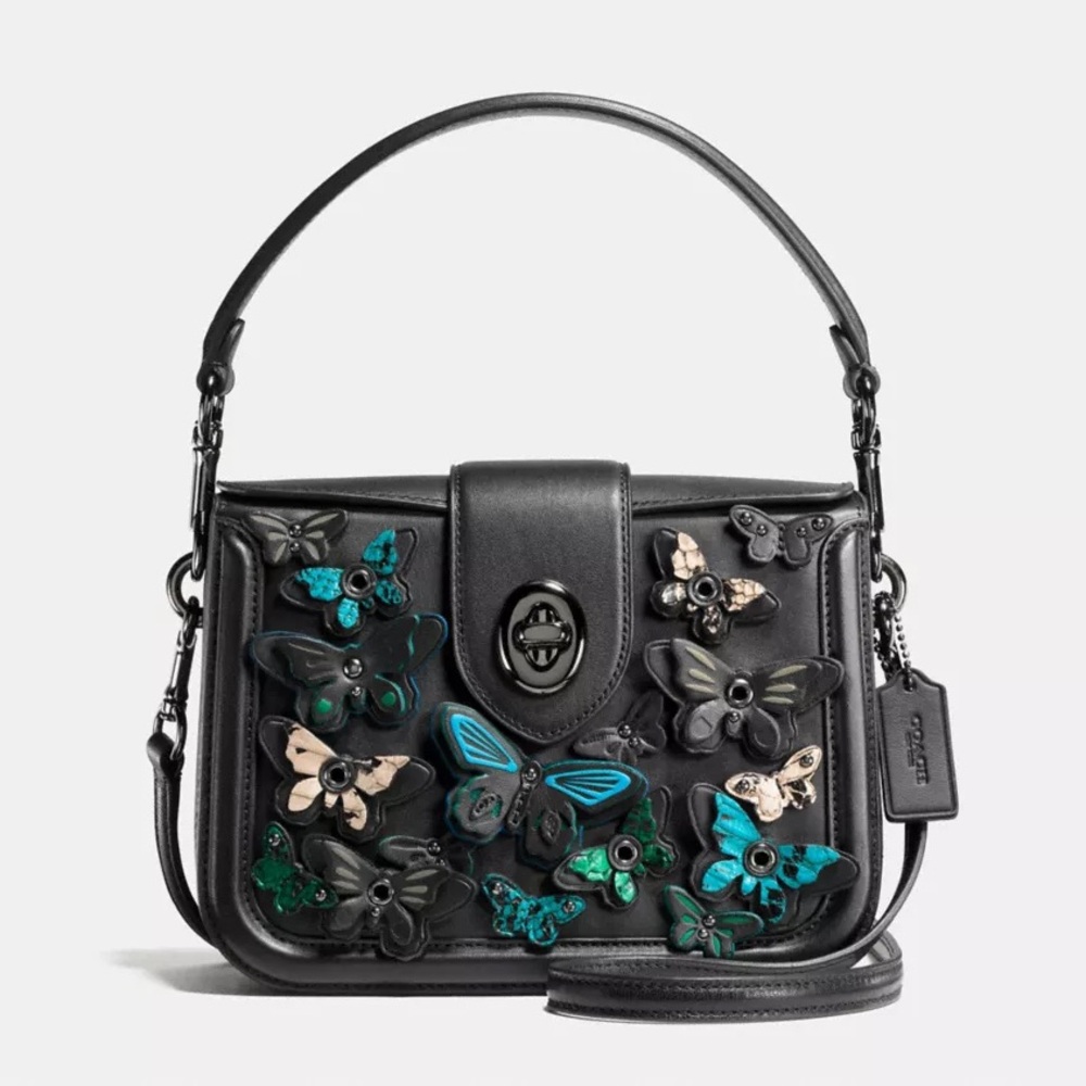 COACH Butterfly Applique Page Crossbody Bag in Glovetanned Leather